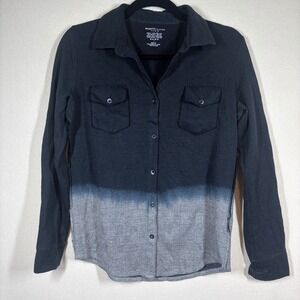 Majestic Filatures Ombre Glen Plaid Cotton Cashmere Silk Shirt Black Grey 2 S/M